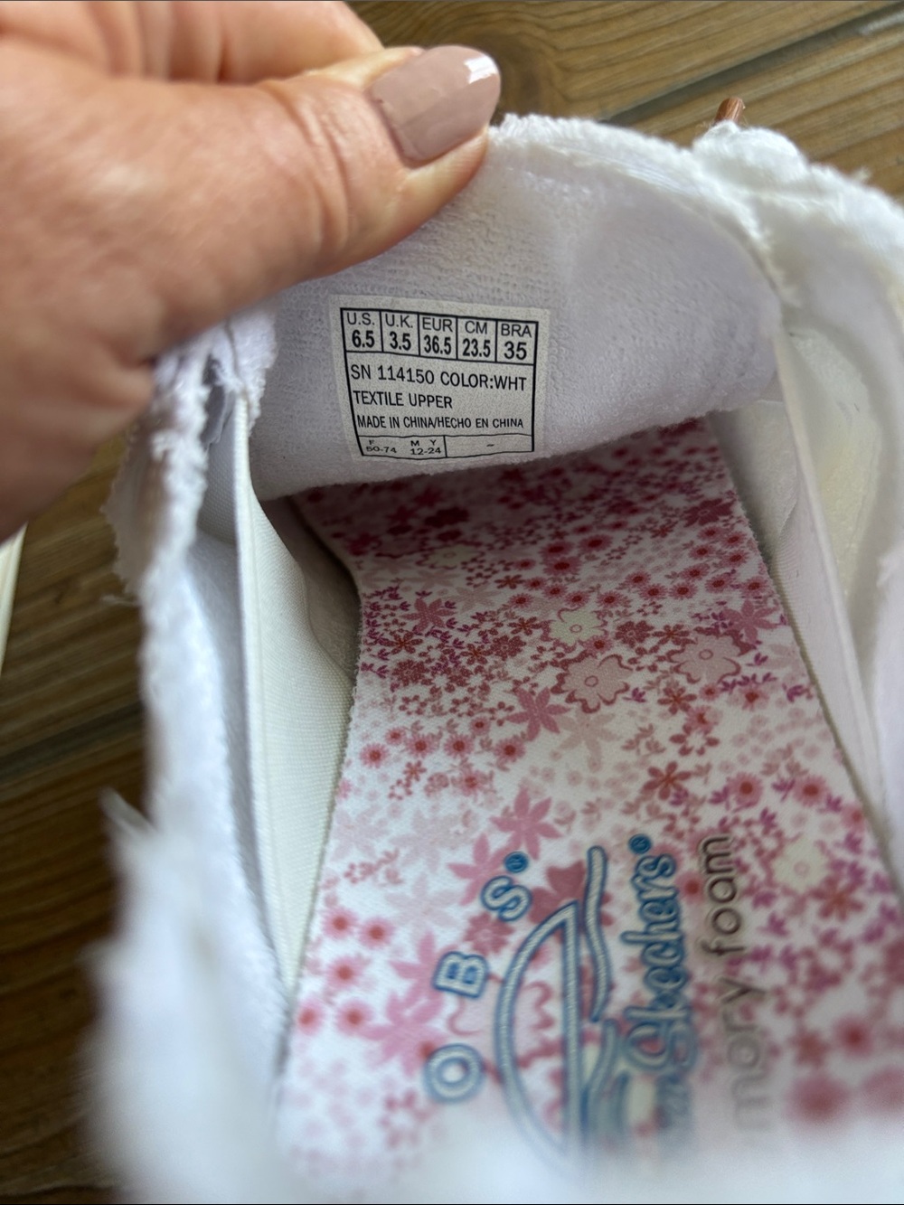 Bob’s from Skechers White Canvas Memory Foam Sneakers with Rose Gold Accents - Picture 7 of 10